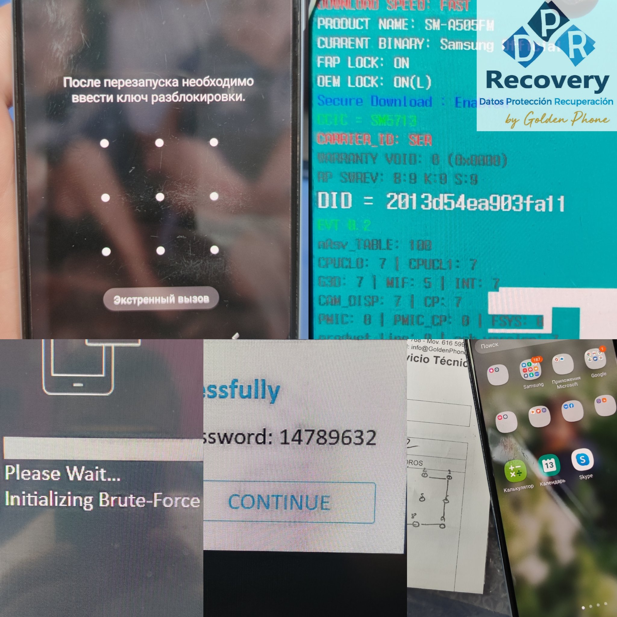 Teléfono Samsung A50 con Android 11 que nos envían desde Vigo con patrón al inicio, necesitan los datos que hay en el teléfono y no lo recuerdan.